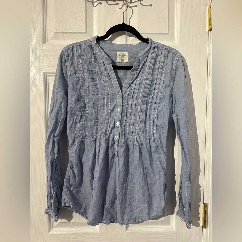 H&M Logg Light Blue Pleated Blouse (4)